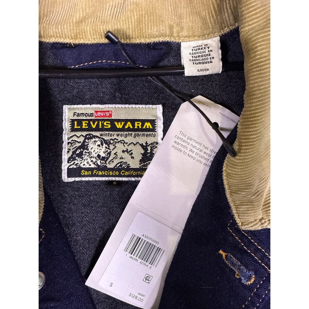 Levi's Denim Chore Coat Cypress Mens Small Dark Indigo Rinse Mid‎ Length Button - Picture 8 of 12